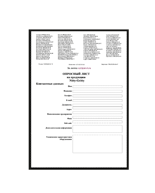 The questionnaire in the store Nitty-Gritty